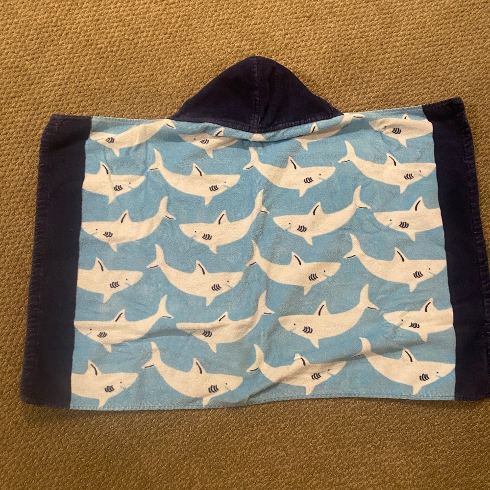 Pottery barn kids hooded towel with sharks